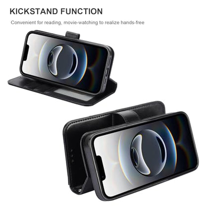 Bocasal Detachable Wallet Case Card Holder for iPhone 17e/16e, Black | RFID Blocking Kickstand Card Slots Holder PU Leather Magnetic Shockproof Wrist Strap Removable Flip Protective Cover 6.1 inch - color: Black