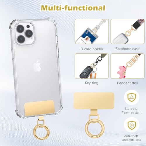 MoKo 2pcs Phone Tether Tab, Stainless Steel Cell Phone Lanyard Pads - color: Gold