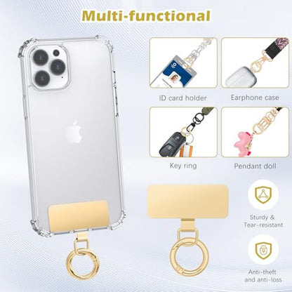 MoKo 2pcs Phone Tether Tab, Stainless Steel Cell Phone Lanyard Pads - color: Gold