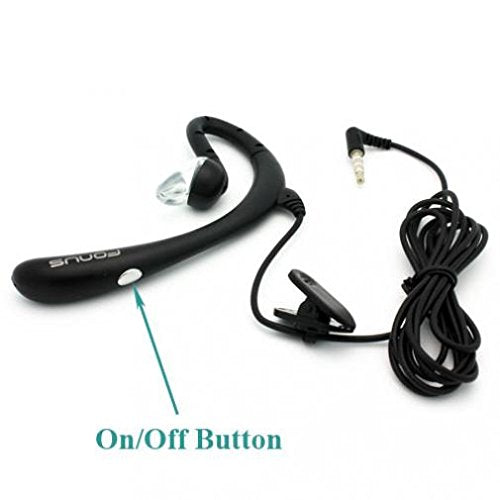 Wired Headset Mono Handsfree Earphone 3.5mm Headphone Boom Microphone Single Earbud [Black] for Verizon iPhone SE - Verizon BlackBerry Priv - Verizon Google Pixel