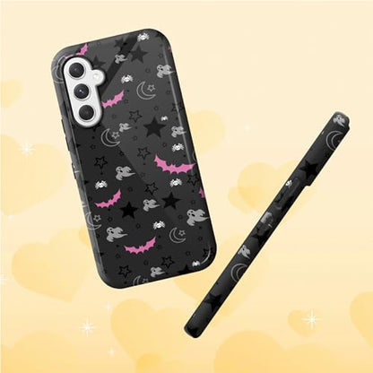 Gothic Skull Moon Stars Bat Phone Case for Samsung Galaxy S25, Dual Layer Shockproof Rugged Cover with Soft TPU + Hard PC, Anti-Scratch Slim Fit Wireless Charging Compatible - color: Gothic Skull Moon Stars Bat, size: 6.2" Galaxy S25