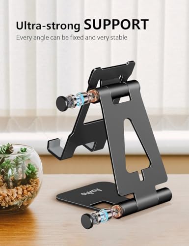 Aoviho Foldable Cell Phone Stand for Desk, Holder for iPhone,Black - color: Black