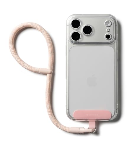 Ringke Holder Link Flow Hand P-Type Designed for Phone Lanyard, Cute Soft Adjustable Wrist Strap with Tether Tab - color: Candy Pink