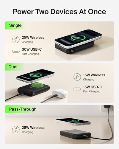 Belkin 10000mAh Qi2.2 25W MagSafe Power Bank w/Kickstand & Display - color: Black
