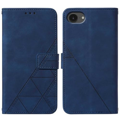 Flip Wallet Case for iPhone 17e/16e, Wrist Strap, Blue | Embossed PU Leather, Detachable Wrist Strap, Card Slots, TPU Inner, Cash Pocket, Magnetic Closure, Stand, Precise Cutouts - color: Blue