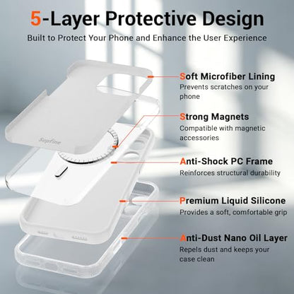 SUPFINE Silicone & Magnetic for iPhone 16 Pro Case White - color: White, size: iPhone 16 Pro