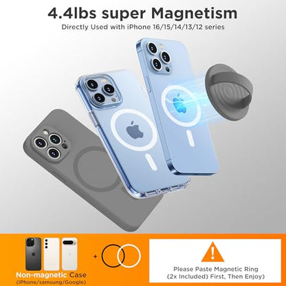Upgraded Magnetic Phone Grip, Liquid Silicone Soft and Portable, Removable Finger Loop Ring Grip Holder for iPhone, Strong Magnetic Attraction, Compatible with MagSafe Phone Case, Space Gray - color: Space Gray