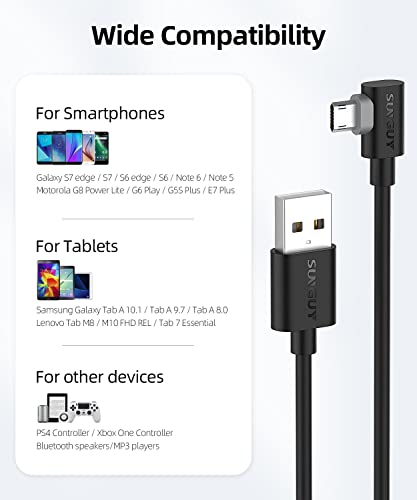 Right Angle Micro USB Cable 1FT [2 Pack], 18W Reversible USB Micro Cable - size: 1FT