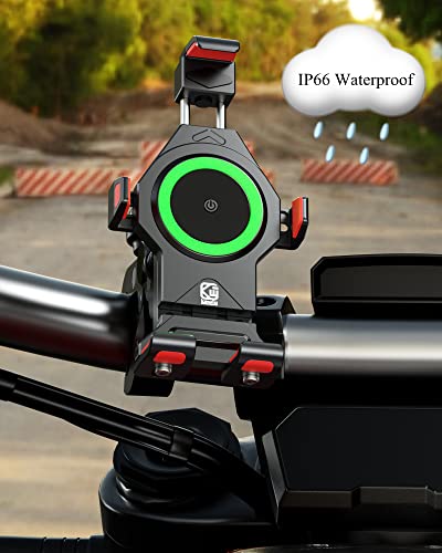BRCOVAN Motorcycle Phone Mount Holder with 15W Qi Wireless Charger