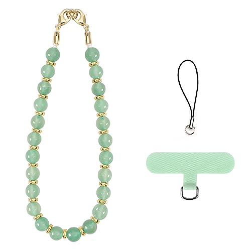 VICHUNHO Marble Beaded Phone Wrist Strap, Cellphone Lanyard with Tether Tab, Hands-Free Wristlet Bracelet - color: Aventurine Jade