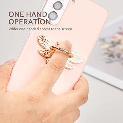 Cell Phone Ring Holder Finger Stand - Allengel Finger Ring Stand Grip 360 Degree Rotation (Gold Diamond) - color: rosegold white clear