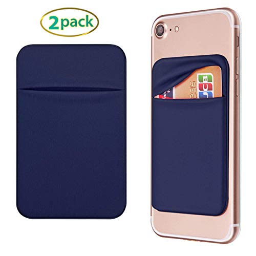 OBVIS Cell Phone Card Holder Stick On Wallet Sleeve, Blue, 2 Pack - color: Blue