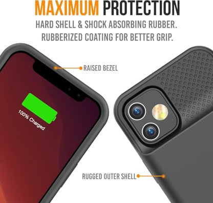 Alpatronix Battery Case for iPhone 12 Pro & iPhone 12 (6.1 inch), Strong Slim Portable Protective Extended Charging Cover with Wireless Charging, Lightning Input, Apple Pay, CarPlay- Matte Black - size: iPhone 12 Pro & iPhone 12 (6.1 inch)