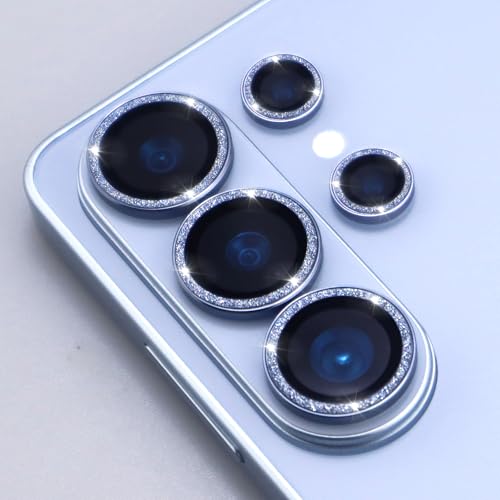 for Samsung Galaxy S26 Ultra Camera Lens Protector, Bling Glitter Metal Ring Tempered Glass Lens Cover Accessories (Sky Blue) - color: Sky Blue