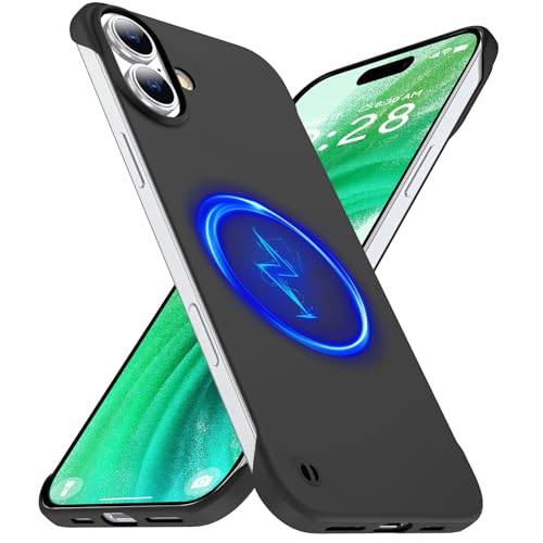 GRECAZO Magnetic Slim Frameless Case for iPhone 17, Black | Compatible with MagSafe, Soft-Touch Matte Hard PC Cover, Ultra Thin Lightweight Minimalist, Pull Ring Lanyard, 6.3-Inch - color: Black, size: iPhone 17