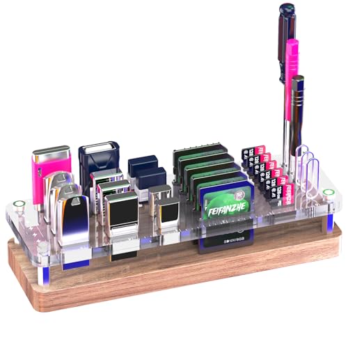 29 Slot Wooden Memory Card Case and USB Drive Organizer with Screwdriver and SIM Card Ejector - F02MY - color: pure walnut wood + transparent acrylic
