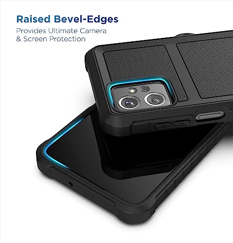 Encased Rugged Belt Case for Moto G Power 5G 2023, Full Body Protective Case with Tempered Screen Protector and Holster Clip (Black) - size: 2023
