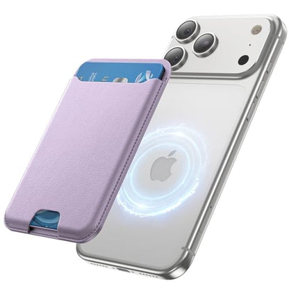 TWZKG for MagSafe Wallet, 3 Cards Holder, Slim Magnetic Phone Wallet for iPhone 17/16/15/14/13/12 Pro Max Plus Air Series,RFID Blocking Vegan Leather,Purple - color: Purple