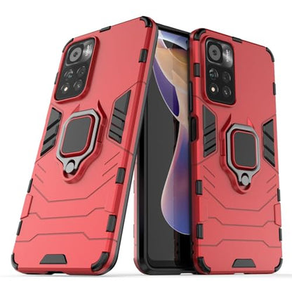 Max Power Digital Magnet Case for Xiaomi Redmi Note 11 Pro Shockproof Hard Phone Cover with Grip, Metal Ring Kickstand Bumper Shell [Compatible with Magnetic Car Mount] (Red) - color: Red, size: Xiaomi Redmi Note 11 Pro