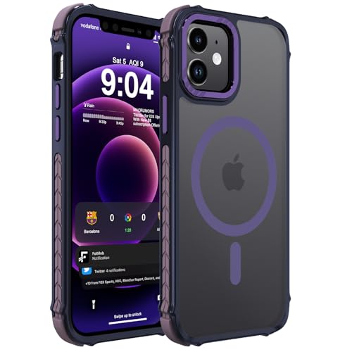 DEERLAMN Strong Magnetic Case for iPhone 12/12 Pro 6.1-Inch,[Compatible with Magsafe][Military Grade Drop Protection] Translucent Matte Shockproof Protective Phone Cover-Frosted Purple - color: Purple, size: for iPhone 12/12 Pro 6.1-Inch