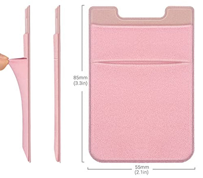 OBVIS Stick On Wallet Sleeve Cell Phone Card Holder, 2 Pack Pink