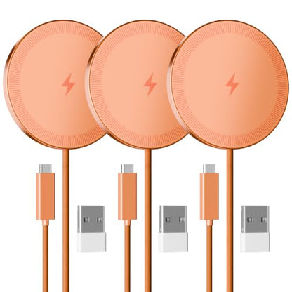 15W Magnetic Fast Charging Pad, Wireless Charger for Apple MagSafe - color: Orange*3