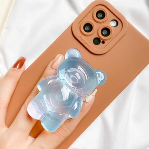 3D Gummy Bear Phone Grip – Cute Dual-Color Expandable & Collapsible Smartphone Grip for Secure One-Handed Use, Cell Phone Accessory (Pink Blue) - color: Pink Blue