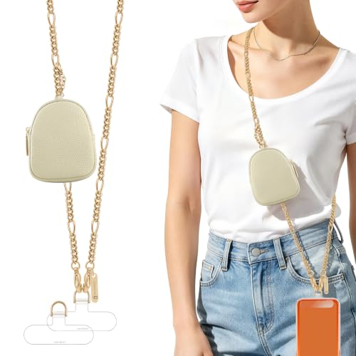 Phone Strap With Wallet,Adjustable Phone Lanyard Crossbody,Gold - color: Gold