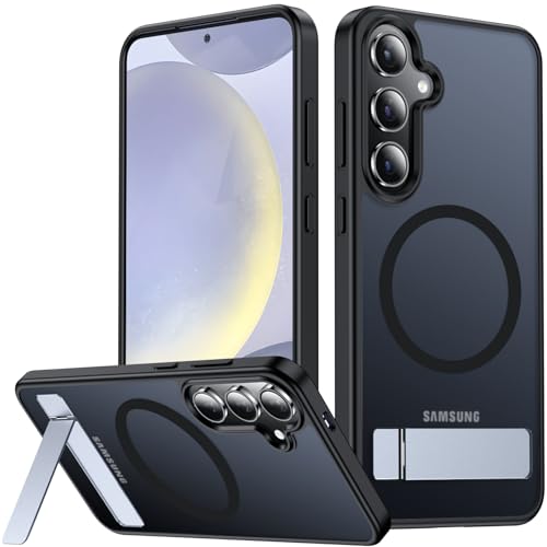 SPIDERCASE Magnetic for Samsung Galaxy S24 Case, [3 Stand Ways][ Military Grade Drop Protection] with Invisible Stand Shockproof Slim Case for S24 6.2", Black - color: Black, size: S24