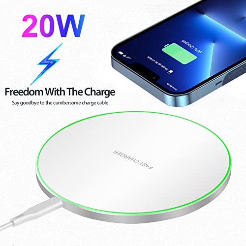 Fast Wireless Charger,25W Wireless Charging Induction Pad for iPhone 18/Duo - color: White