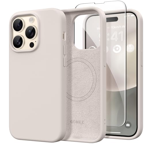 GONEZ Magnetic for iPhone 14 Pro Case, Silicone Cover Stone - color: A-Stone, size: Iphone 14 Pro
