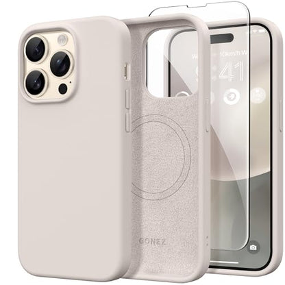GONEZ Magnetic for iPhone 14 Pro Case, Silicone Cover Stone - color: A-Stone, size: Iphone 14 Pro