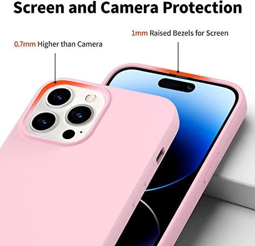 Compatible with iPhone 14 Pro Case 6.1, Slim Silicone 3 Layers Full Covered Soft Gel Rubber Cover Protective Phone Case with Anti-Scratch Microfiber Lining (Pink) - color: Pink, size: iPhone 14 Pro