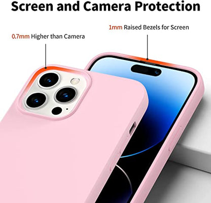 Compatible with iPhone 14 Pro Max Case 6.7, Slim Silicone 3 Layers Full Covered Soft Gel Rubber Cover Protective Phone Case with Anti-Scratch Microfiber Lining (Pink) - color: Pink, size: iPhone 14 Pro Max