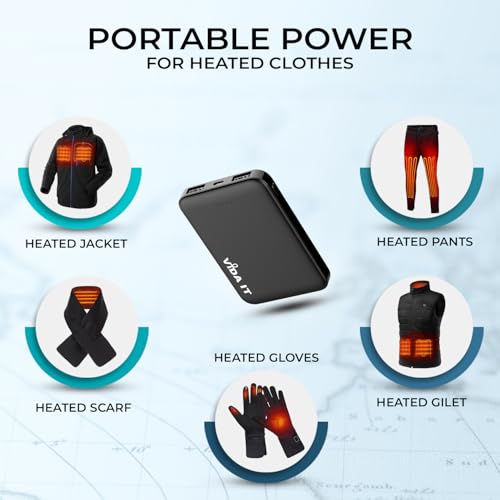 Vida IT 2-Pack Ultra Compact Power Bank Battery Pack for Heated Vest Jacket Coat Scarf Socks, 5000mAh USB Power Pack Portable Charger for iPhone Samsung Android Phone, Lightweight and Small 2A 5V DC - color: [2-Pack] Power Bank