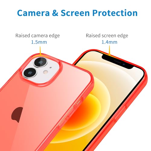 JJGoo Compatible with iPhone 12 Case & 12 Pro Case Clear Soft Transparent Shockproof Protective Slim Thin Bumper Phone Cover for 12 and 12 Pro - 6.1 inch, Clear Red - color: Red