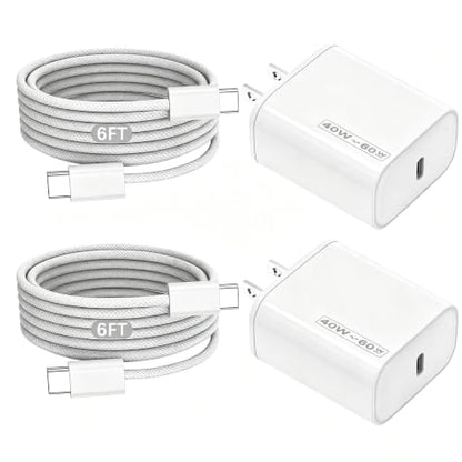 iPhone Charger Fast Charging [Apple MFi Certified],2Pack 40W-60W USB C Charger Block Dynamic Power Adapter 6FT iPhone Charger Woven Cable Cord for iPhone 17 Pro Max/Air/17e/16e/16Pro/15Plus/iPad - size: 6FT