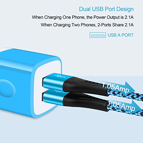 Charging Block Brick, USB Plug,NonoUV 4Pack Dual Port Fast USB Wall Charger - color: Blue, Purple, Rose, Green
