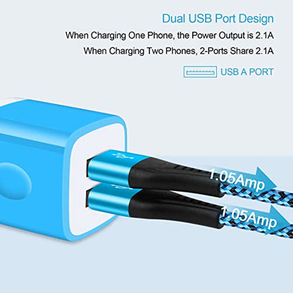 Charging Block Brick, USB Plug,NonoUV 4Pack Dual Port Fast USB Wall Charger - color: Blue, Purple, Rose, Green