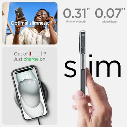 Spigen for iPhone 15/14/13 Case, Ultra Hybrid MagFit [Anti-Yellowing] [Compatible with Magsafe] - Clear Graphite - color: Clear Graphite, size: iPhone 15 / 14 / 13
