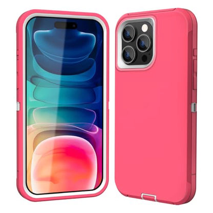 Sansunto for iPhone 15 Pro Max Case with Full Body Protection, Heavy Duty Shockproof Military Grade 3 in 1 Silicone Rubber with Hard PC Rugged Durable Phone Cover for Women Girls. (Rose/White) - color: Rose/White