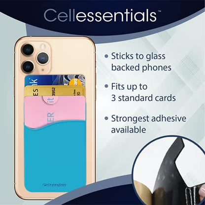 USA Merchant Redesigned Card Holder - Silicone Stick on Cell Phone Wallet with Pocket for Credit Card ID Business Card - iPhone Android & Smartphones (Red, White, Teal) - color: Red, White, Teal