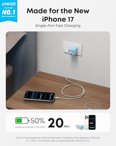 Anker Nano Phone Charger,47W Max 2-Port GaN Fast Charger USB C - color: blue, size: 2.36 x 3.94 x 2.36 Inch