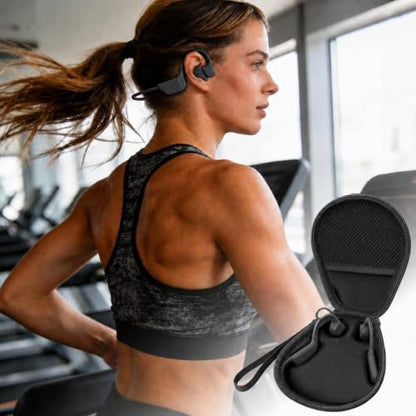 Casmilee Headphones Case Compatible with SHOKZ OpenRun Pro 2/1/Mini, OpenRun Standard/Mini, OpenMove, OpenSwim Pro, OpenSwim, Open-Ear Bone Conduction Sport Headphones, Travel Storage Only (All Black) - color: All Black