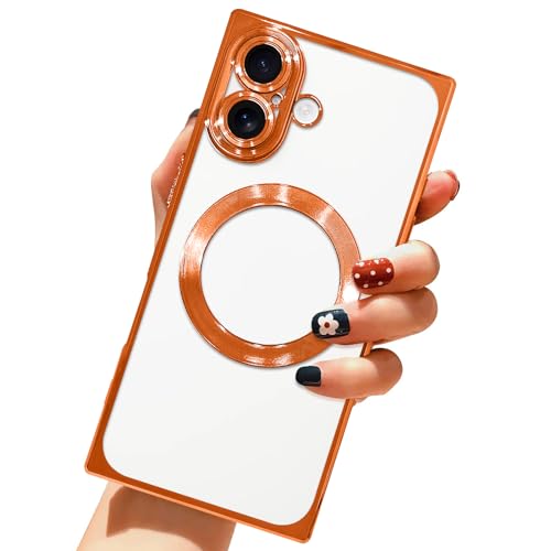LSL Case for iPhone 17 [Compatible with MagSafe] - Orange | Soft TPU Bumper Anti-Drop Anti-Scratch Shockproof Protective Slim Luxury Plating Clear Magnetic Cover for Women Girls Men - color: Orange, size: for iPhone 17