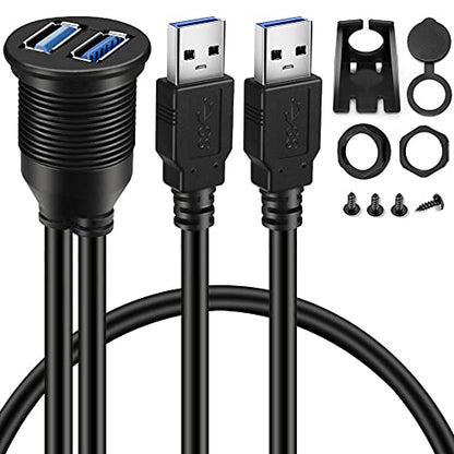2 Pack Dual USB 3.0 Car Mount Flush Cable Male to Female 3ft - size: 2pcs 3ft