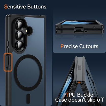 for Samsung Galaxy Z Fold 8 Ultra Case| Galaxy Z Fold 7 Case Magnetic Black | Compatible with MagSafe, Hinge Protection,Translucent Matte Military Grade Protection Shockproof Rugged Phone Cover - color: Z Fold 8 Ultra-Black, size: Galaxy Z Fold 8 Ultra| Z
