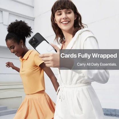 Magnetic Phone Wallet Card Holder for Magsafe Wallet for iPhone 17/16/15/14/13/12 Series, RFID Blocking, 5 Slots Fit 7 Cards, ID Window, Luxury Leather Mag Safe Wallet for Women Men, White - color: Pebbled White