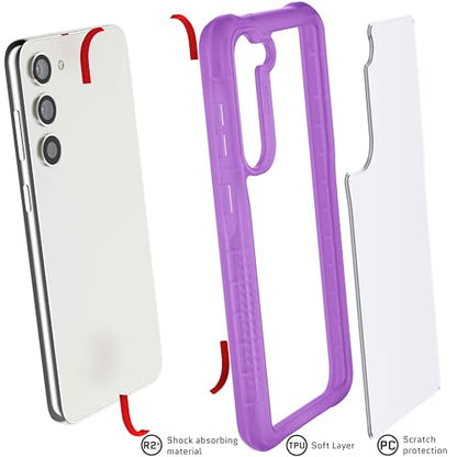 Ghostek Covert Clear Samsung Galaxy S23 Plus Phone Case with Military Grade Shockproof Protection, Non-Slip Grip, Protective Silicone Cover Designed for 2023 Galaxy S23+ (6.6") (Purple) - color: Purple [Limited], size: Galaxy S23 Plus