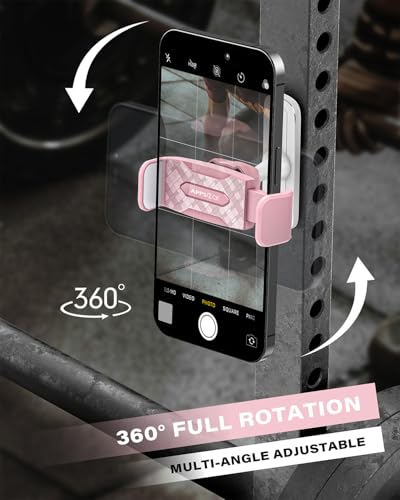 APPS2Car Gym Magnetic Phone Holder, 360 Adjustable, Compatible with 4.7-6.5" Smartphones, Alloy Base and Joint, Gym Accessories for Women, Pink - size: Pink - 1 Pack